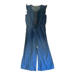 EUC Girls One Step Up Blue Denim Starry Jumpsuit Size 6X